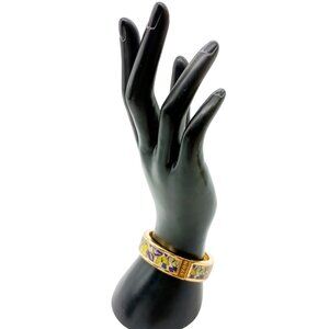 Vintage Avon Butterfly Bracelet, Hinged Clamper Bangle in Gold Tone